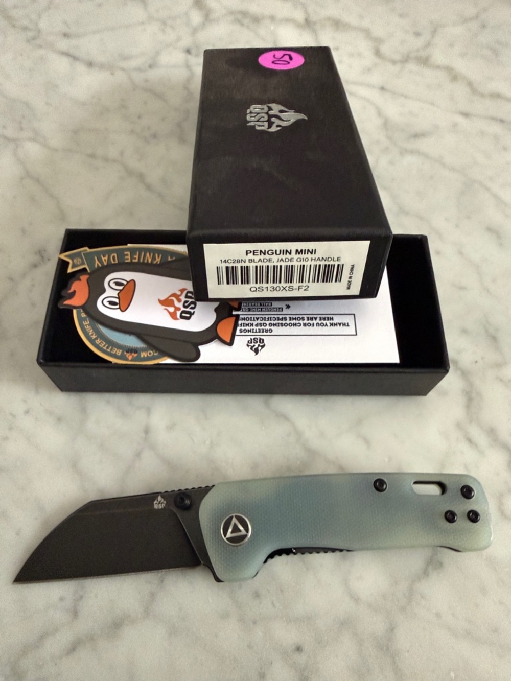 Penguin Mini Folding Knife with Jade Handle -